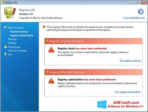 Снимак заслона Registry Life Windows 8.1