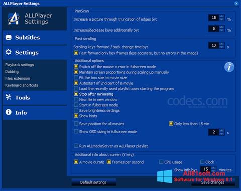 Снимак заслона ALLPlayer Windows 8.1