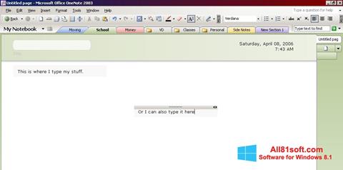 Снимак заслона Microsoft OneNote Windows 8.1