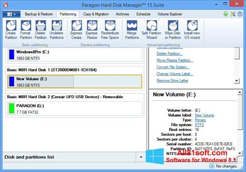Снимак заслона Paragon Hard Disk Manager Windows 8.1