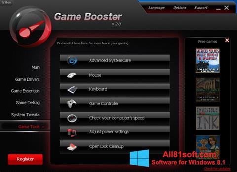 Снимак заслона Game Booster Windows 8.1