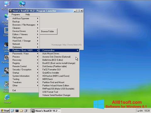 Снимак заслона Hirens Boot CD Windows 8.1