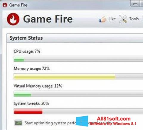 Снимак заслона Game Fire Windows 8.1