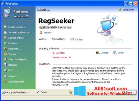 Снимак заслона RegSeeker Windows 8.1