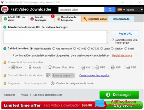 Снимак заслона Fast Video Downloader Windows 8.1