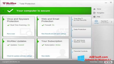 Снимак заслона McAfee Total Protection Windows 8.1