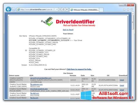 Снимак заслона Driver Identifier Windows 8.1