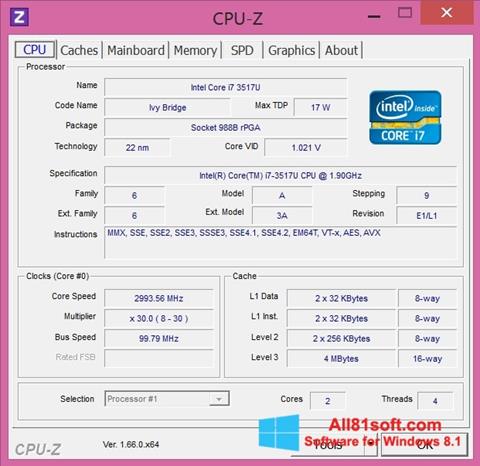 Снимак заслона CPU-Z Windows 8.1