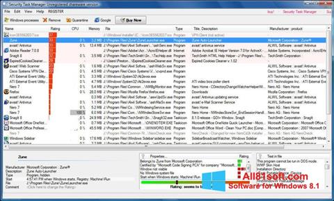 Снимак заслона Security Task Manager Windows 8.1