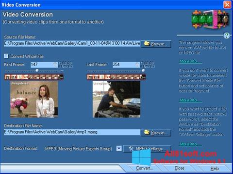Снимак заслона Active WebCam Windows 8.1