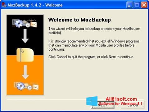 Снимак заслона MozBackup Windows 8.1