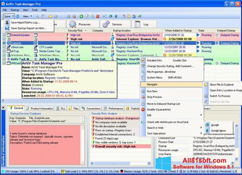 Снимак заслона AnVir Task Manager Windows 8.1