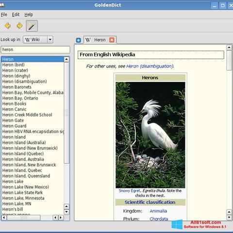 Снимак заслона GoldenDict Windows 8.1