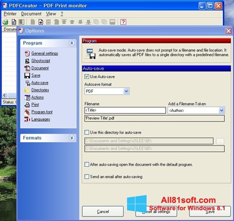 Снимак заслона PDFCreator Windows 8.1