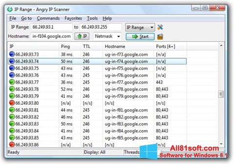 Снимак заслона Angry IP Scanner Windows 8.1