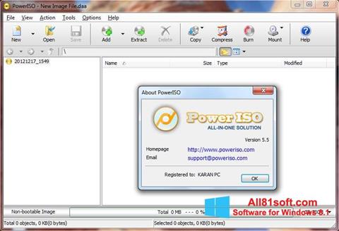 Снимак заслона PowerISO Windows 8.1
