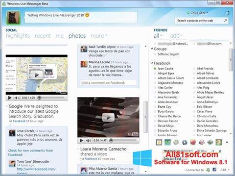 Снимак заслона Windows Live Messenger Windows 8.1