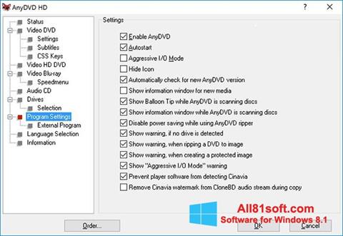 Снимак заслона AnyDVD Windows 8.1