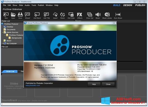 Снимак заслона ProShow Producer Windows 8.1