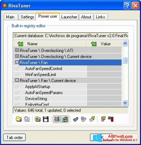 Снимак заслона RivaTuner Windows 8.1