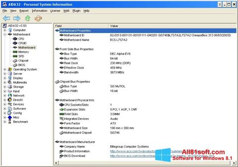 Снимак заслона AIDA32 Windows 8.1
