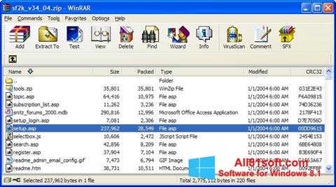 Снимак заслона WinRAR Windows 8.1
