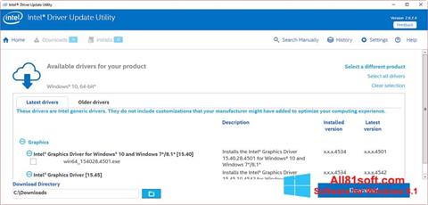 Снимак заслона Intel Driver Update Utility Windows 8.1