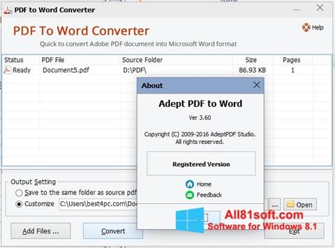 Снимак заслона PDF to Word Converter Windows 8.1