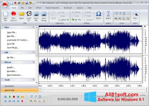 Снимак заслона Free Audio Editor Windows 8.1