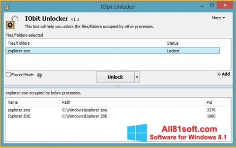 Снимак заслона IObit Unlocker Windows 8.1