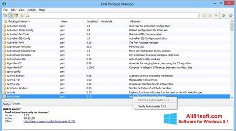 Снимак заслона ActivePerl Windows 8.1