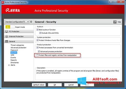 Снимак заслона Avira Professional Security Windows 8.1