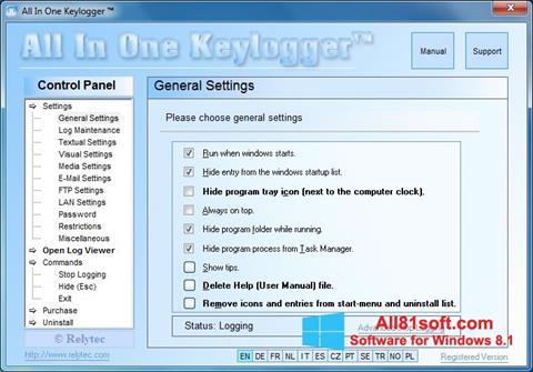 Снимак заслона Keylogger Windows 8.1