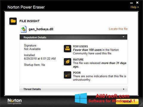 Снимак заслона Norton Power Eraser Windows 8.1