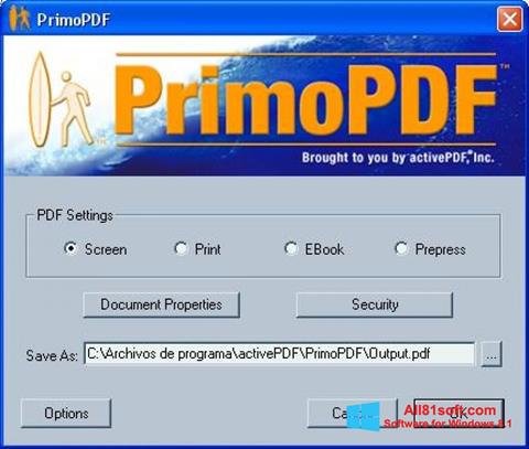 Снимак заслона PrimoPDF Windows 8.1