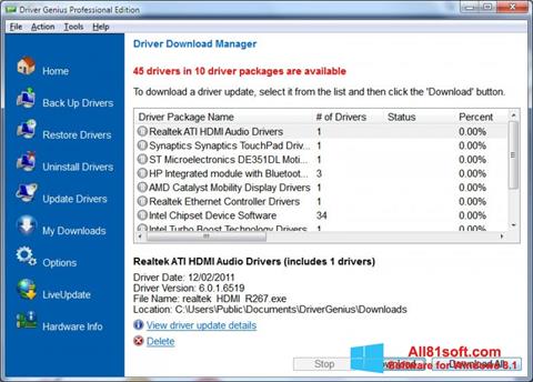 Снимак заслона Driver Genius Professional Windows 8.1