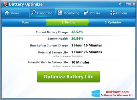 Снимак заслона Battery Optimizer Windows 8.1