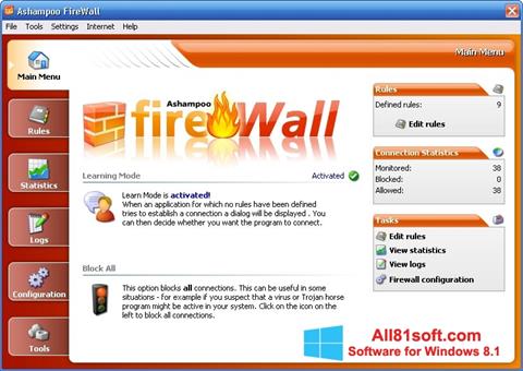 Снимак заслона Ashampoo Firewall Windows 8.1