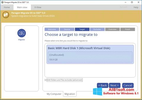 Снимак заслона Paragon Migrate OS to SSD Windows 8.1