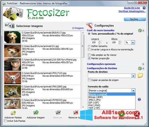 Снимак заслона Fotosizer Windows 8.1