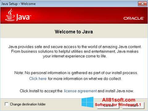 Снимак заслона Java Runtime Environment Windows 8.1