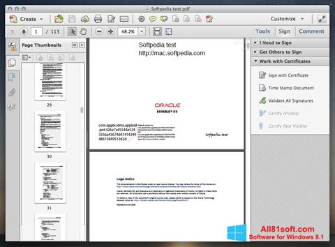 Снимак заслона Adobe Acrobat Windows 8.1