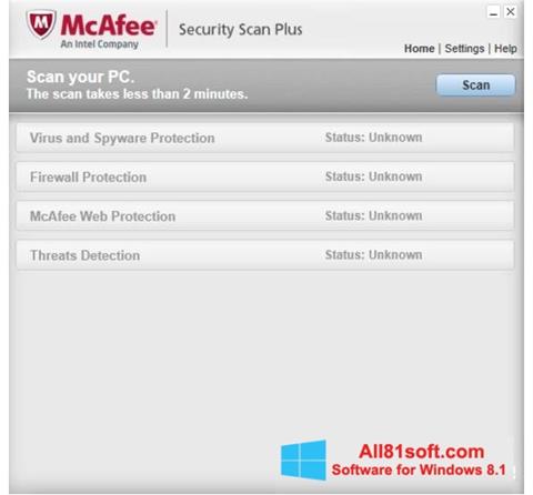 Снимак заслона McAfee Security Scan Plus Windows 8.1