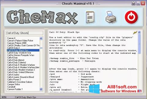 Снимак заслона CheMax Windows 8.1