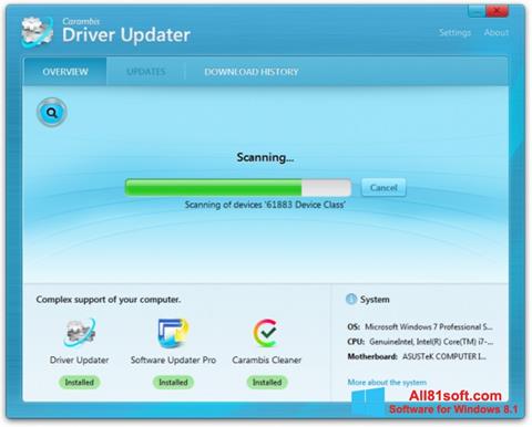 Снимак заслона Carambis Driver Updater Windows 8.1